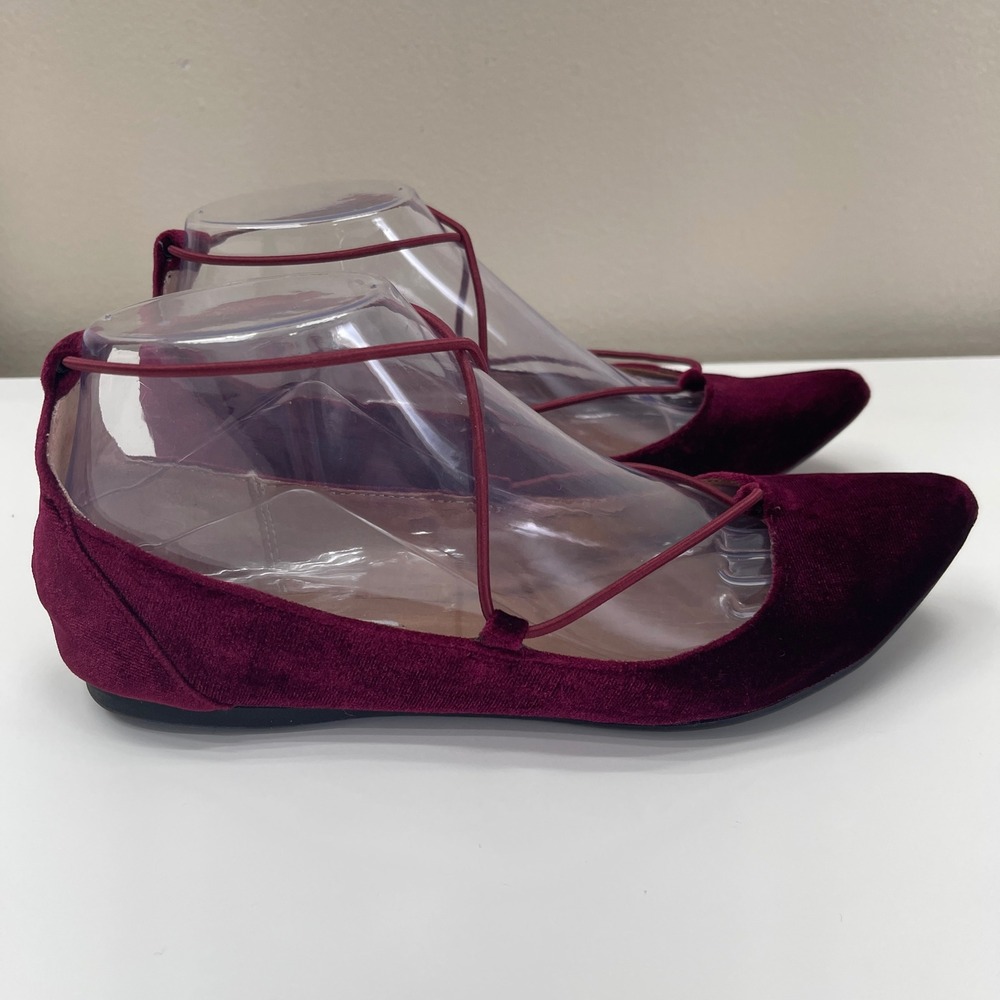 Steve Madden Bora Flats 7 Velvet Lace Up Pointed Ballerina Whimsigoth Coquette
